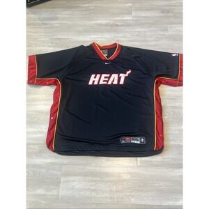 Men's VTG Nike Team NBA Miami Heat Tear Away Jersey Black Red 2XL